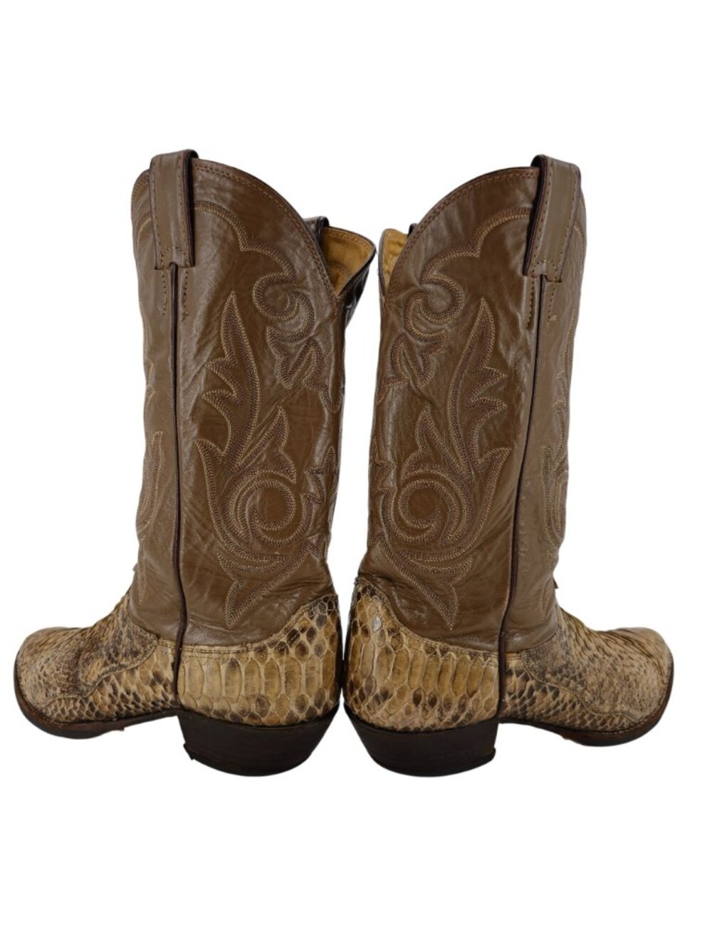 Vintage Exotic Python Snakeskin Justin Mens 11D Brown Cowboy Western Boots USA - Picture 4 of 16